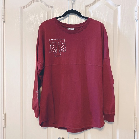 Texas A&M Aggies Long Sleeves T-SHIRT Size XS Rhinestones - Picture 1 of 9